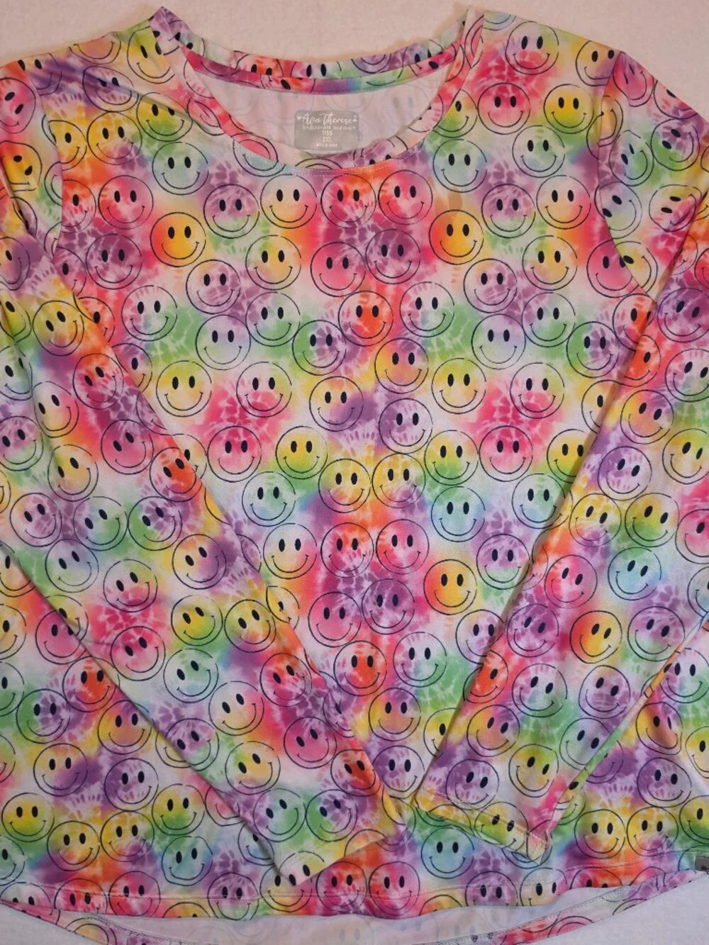 Ava Therese Smiley Face Tie Dye Long Sleeve Plus Size Top 2XL